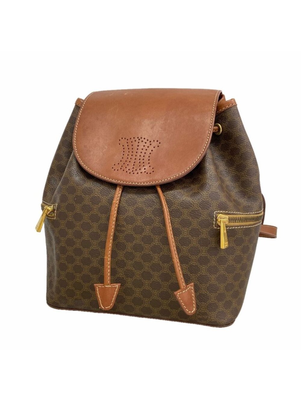 Celine Backpack Macadam Brown Gold